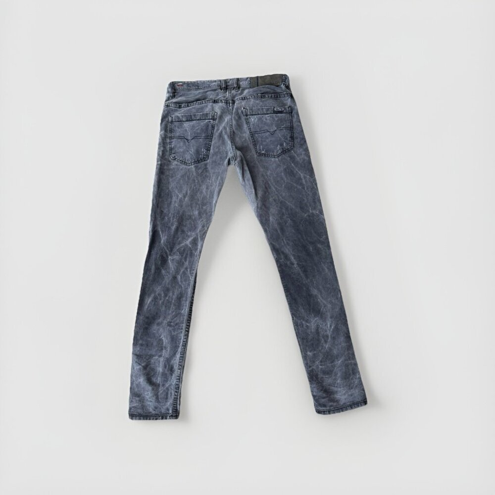 Diesel Jeans Mens 30 Black Denim Braddom Regular Slim Carrot Dark Wash - Picture 7 of 9